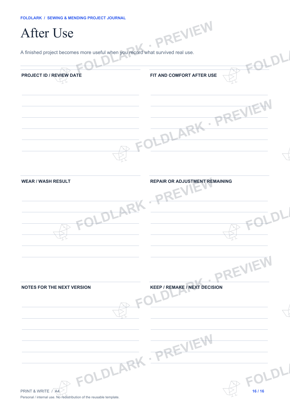After Use: actual marked preview