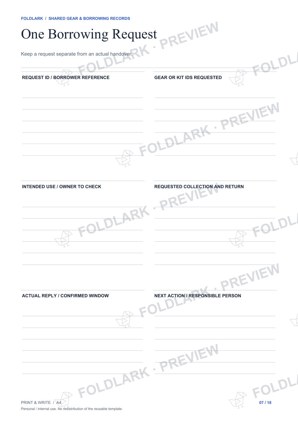 One Borrowing Request: actual marked preview