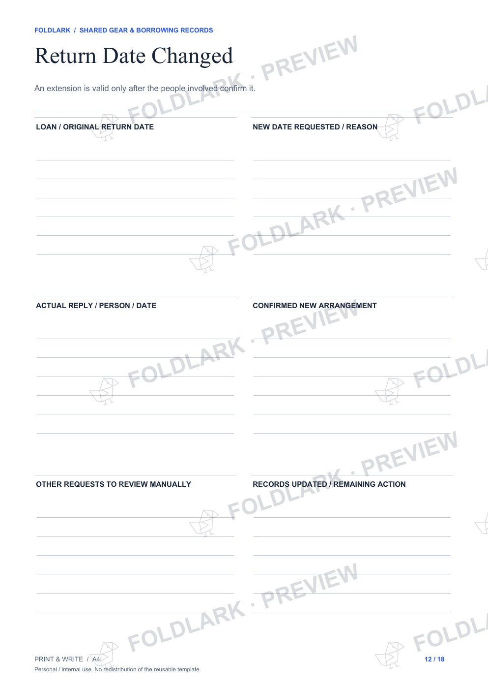 Return Date Changed: actual marked preview