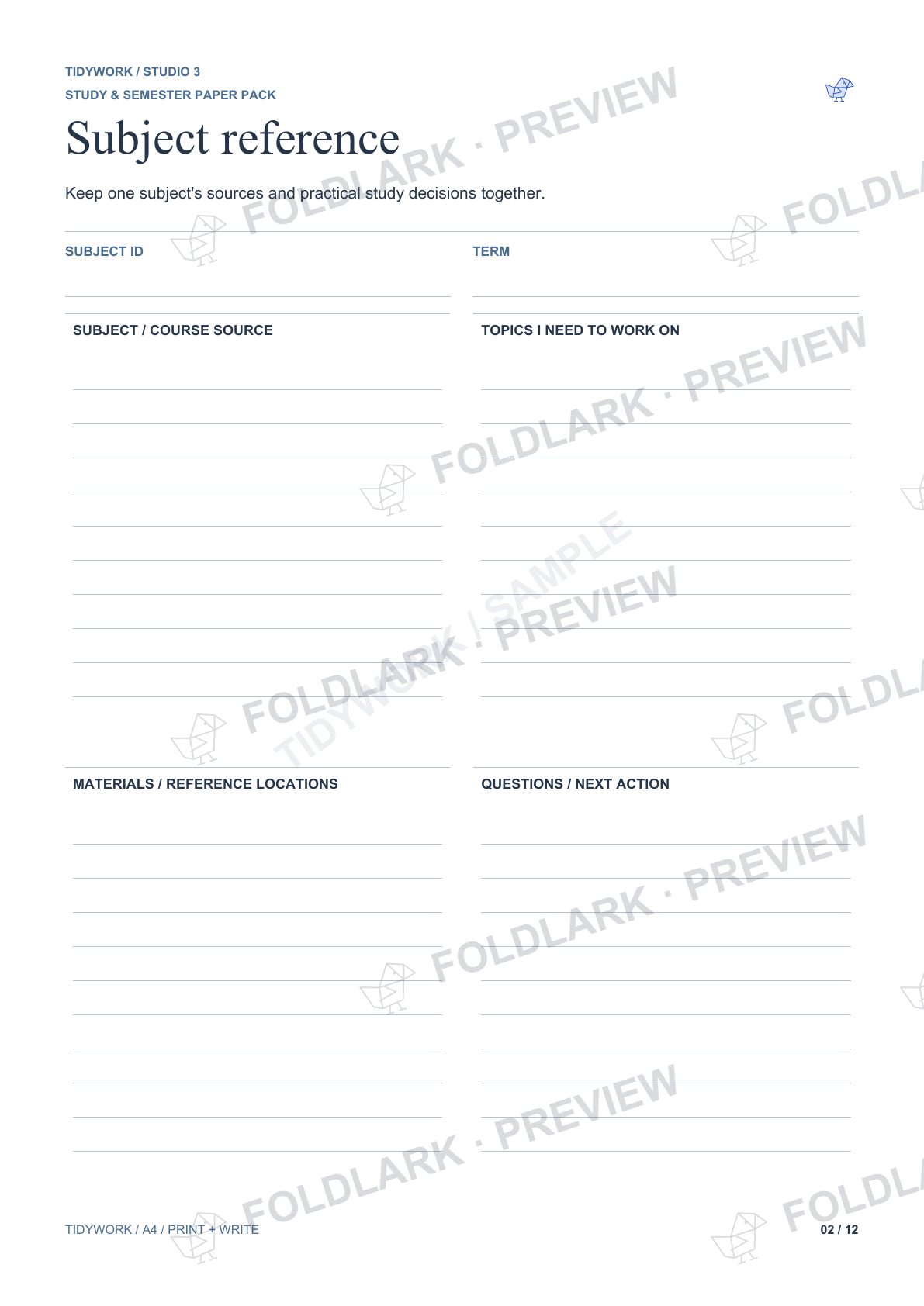 Subject reference: actual marked preview
