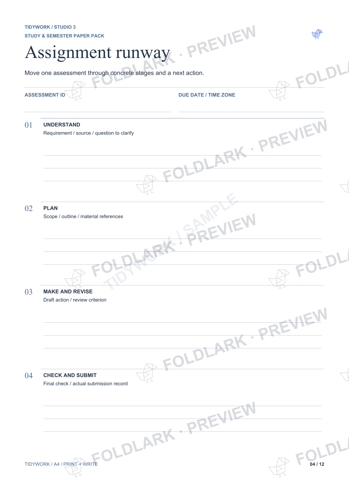 Assignment runway: actual marked preview