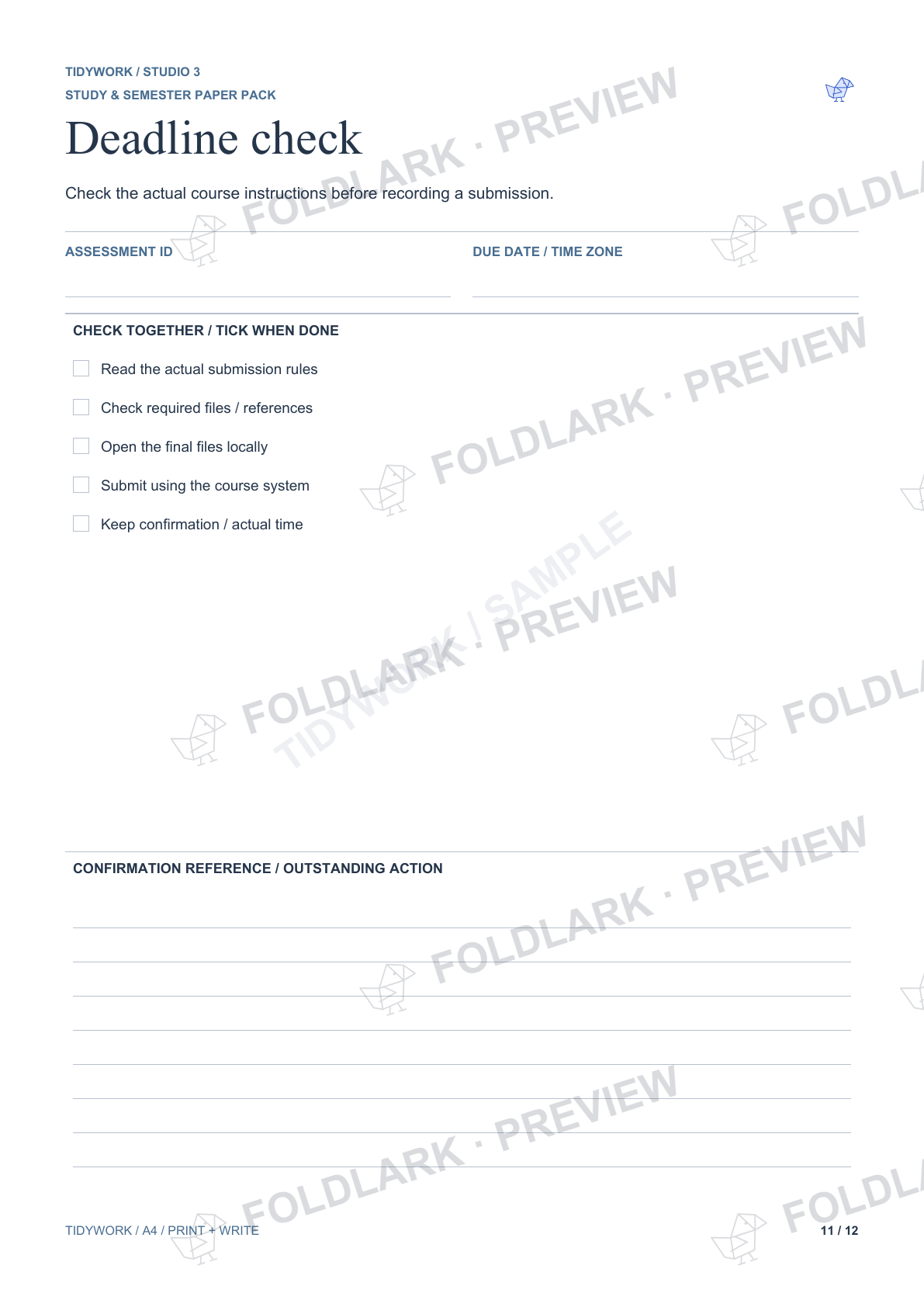 Deadline check: actual marked preview