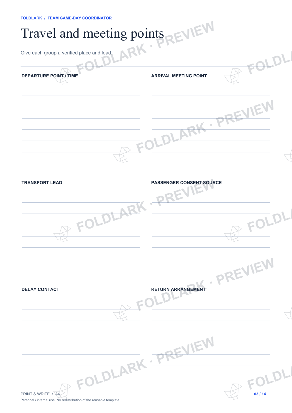 Travel and meeting points: actual marked preview