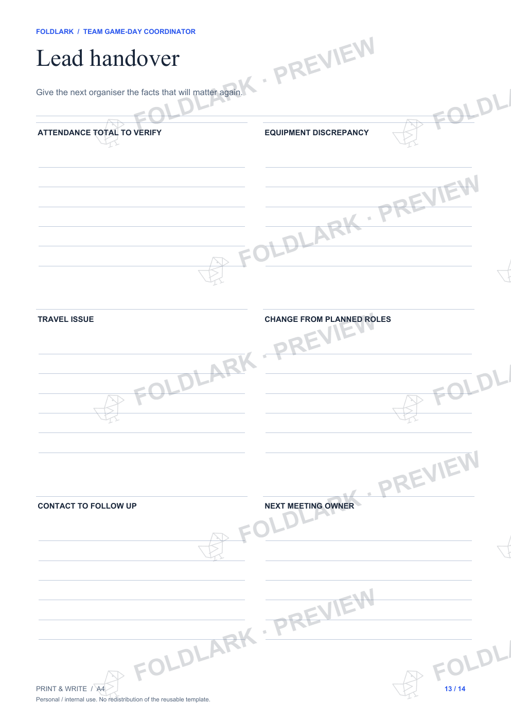 Lead handover: actual marked preview