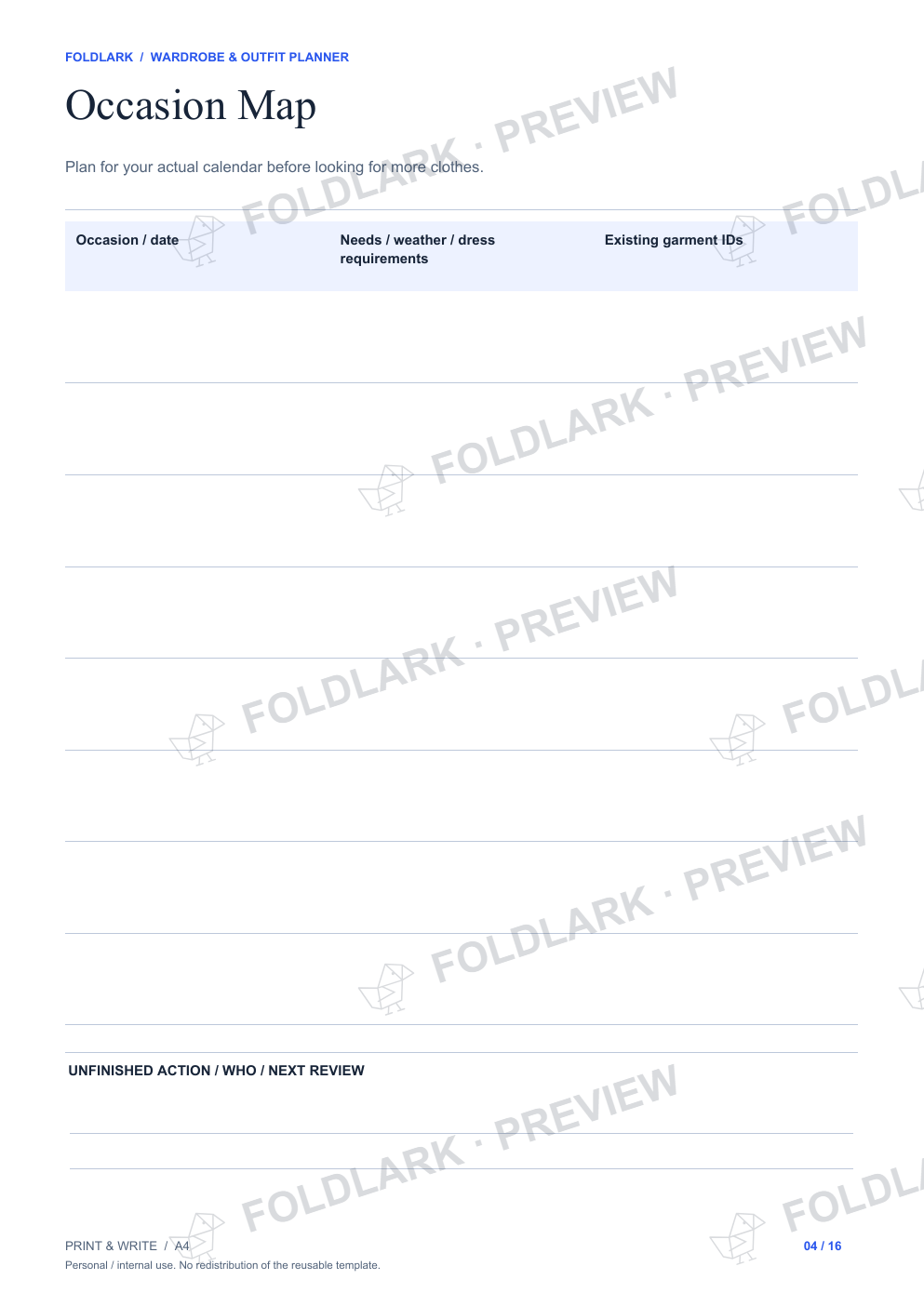 Occasion Map: actual marked preview