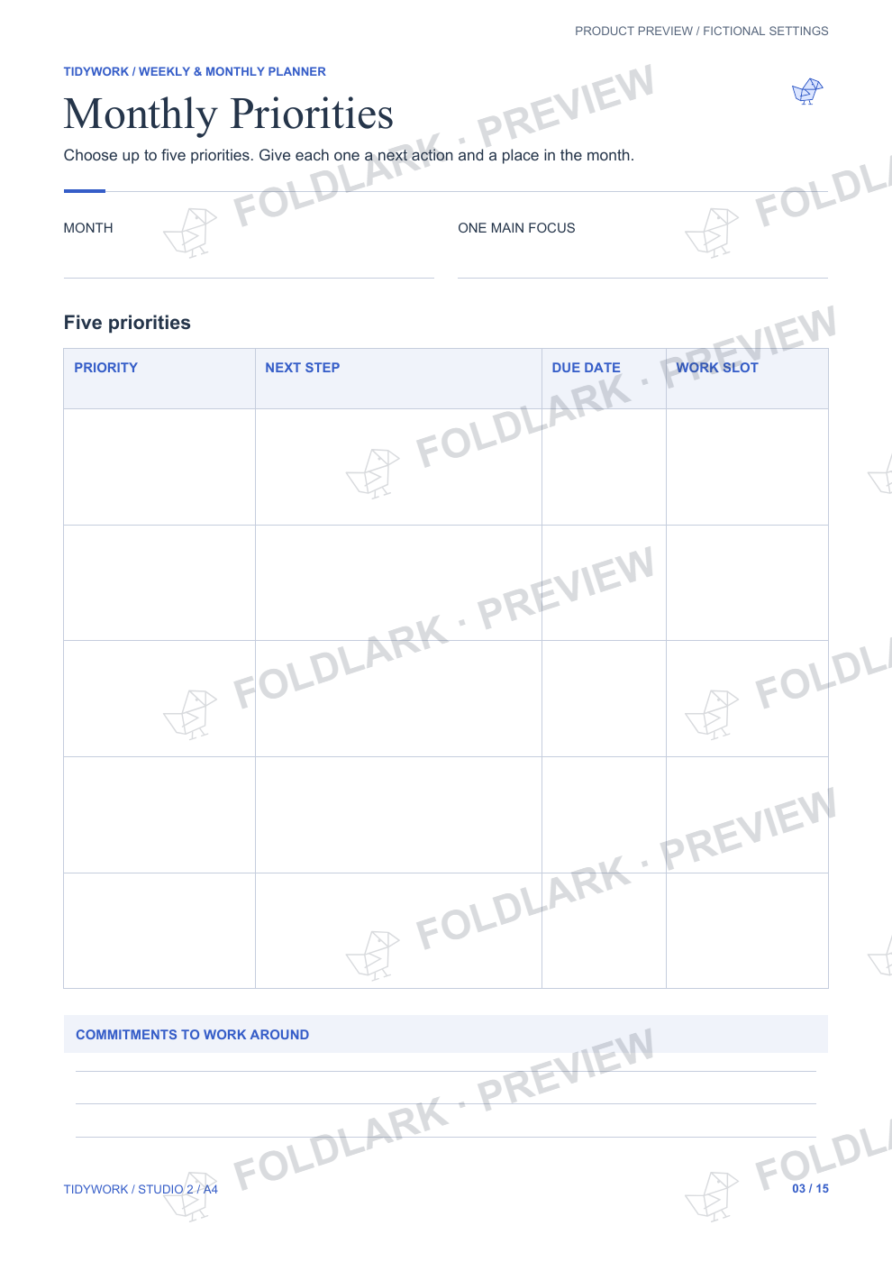 Monthly Priorities: actual marked preview
