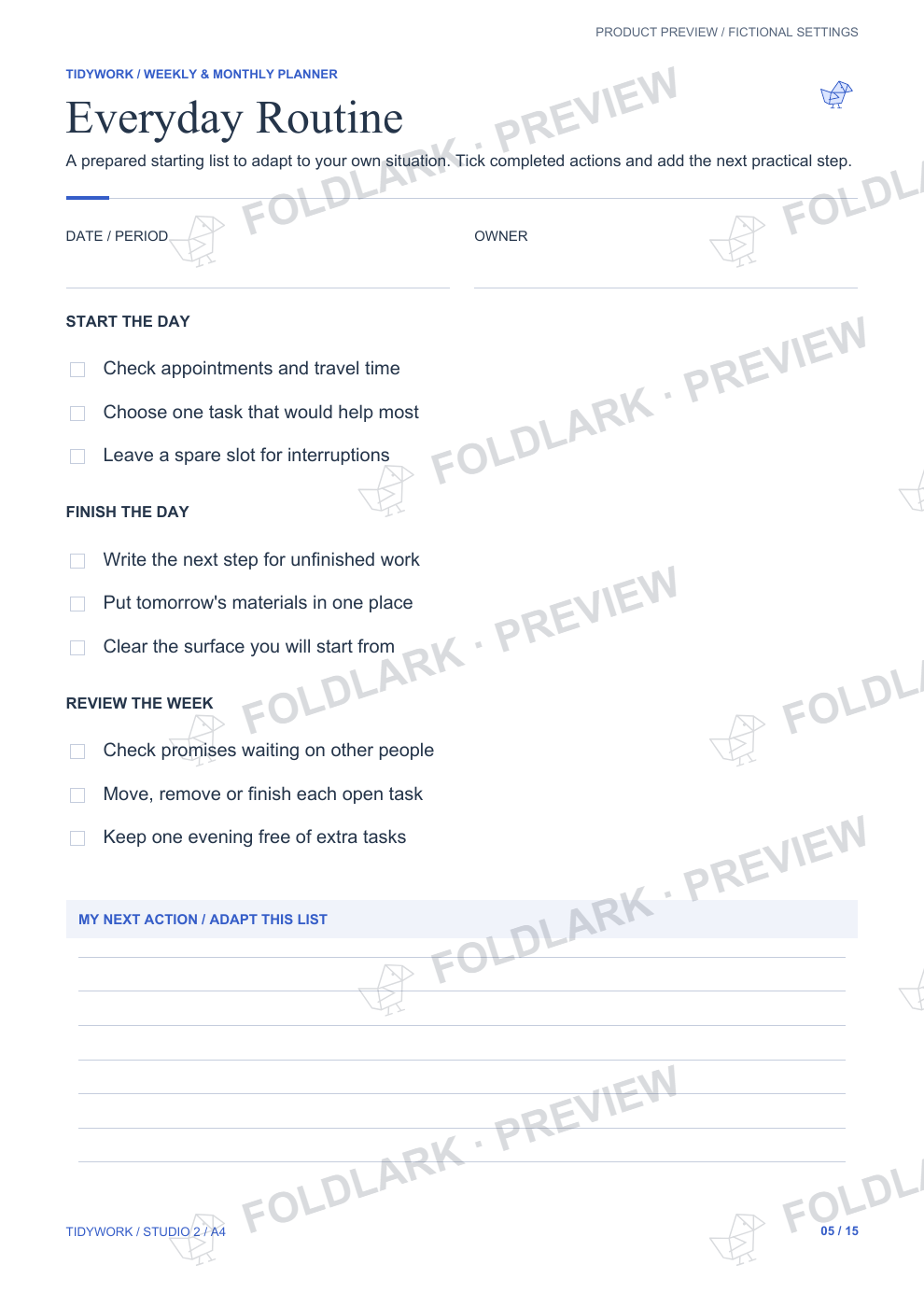 Everyday Routine: actual marked preview