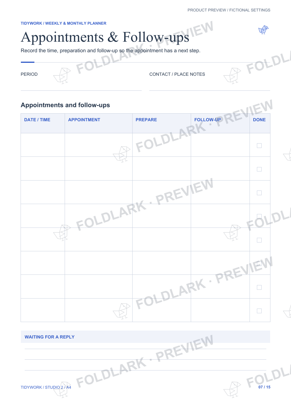 Appointments & Follow-ups: actual marked preview