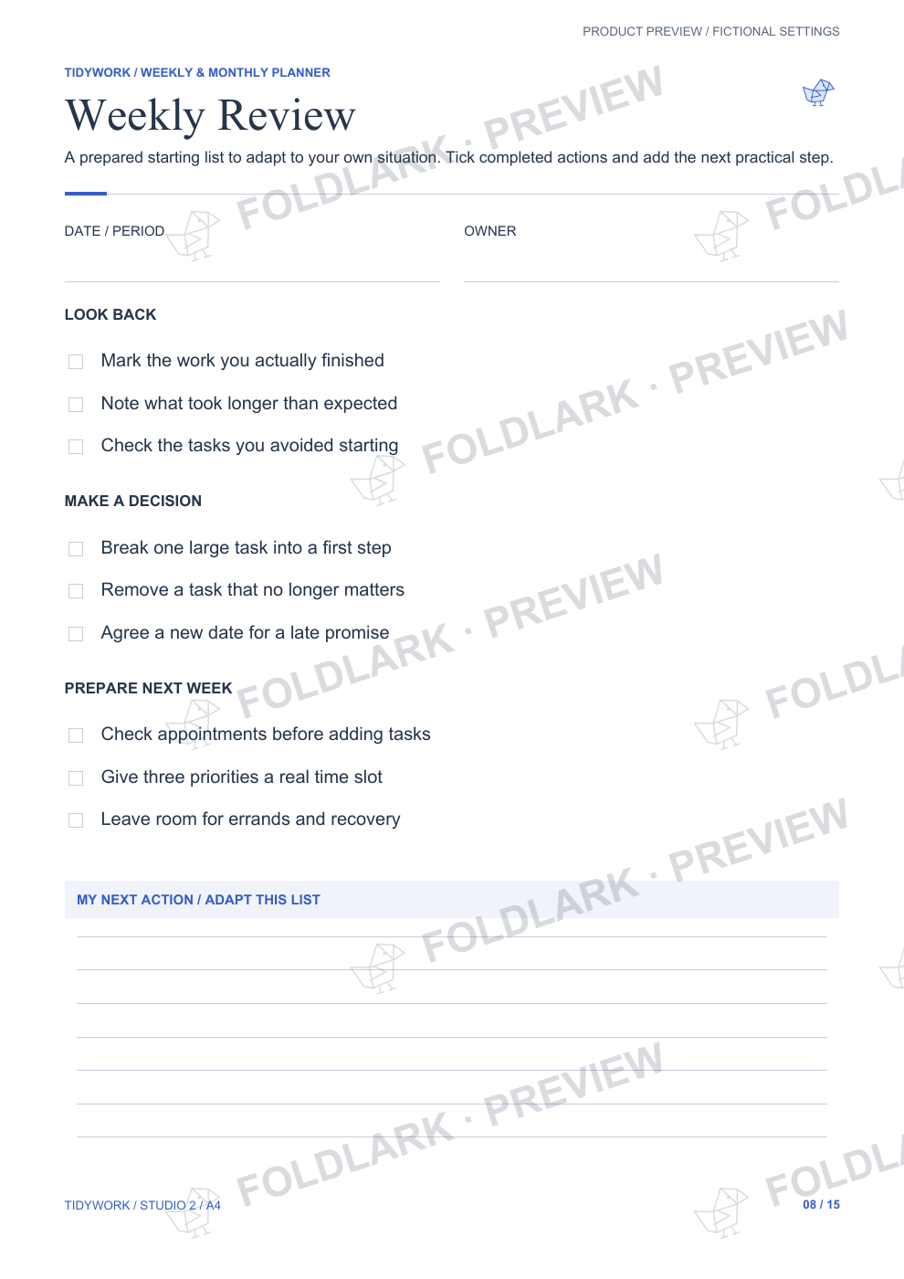 Weekly Review: actual marked preview