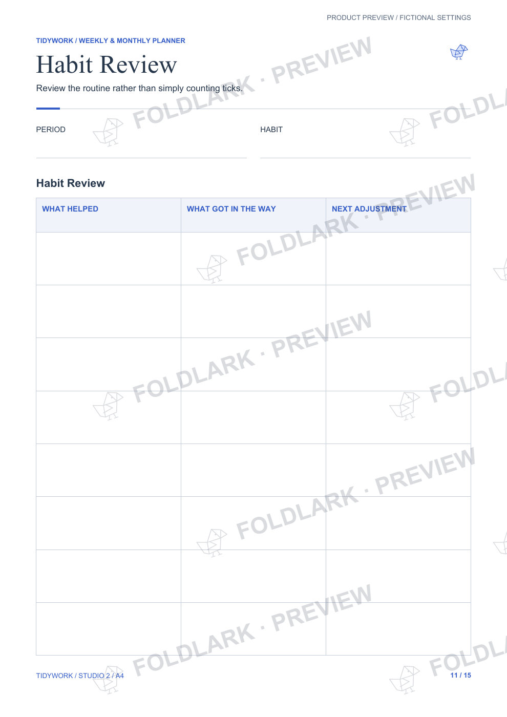 Habit Review: actual marked preview