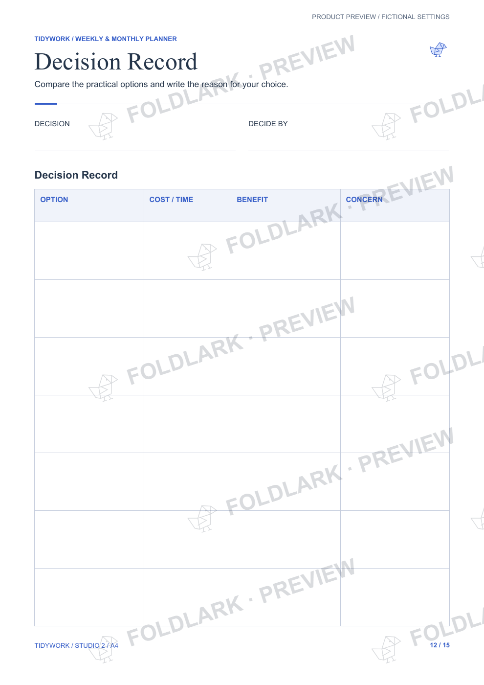 Decision Record: actual marked preview