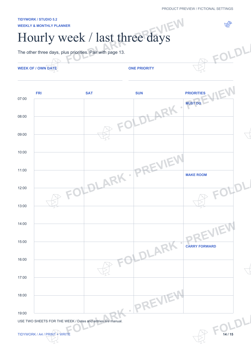 Hourly week / last three days: actual marked preview