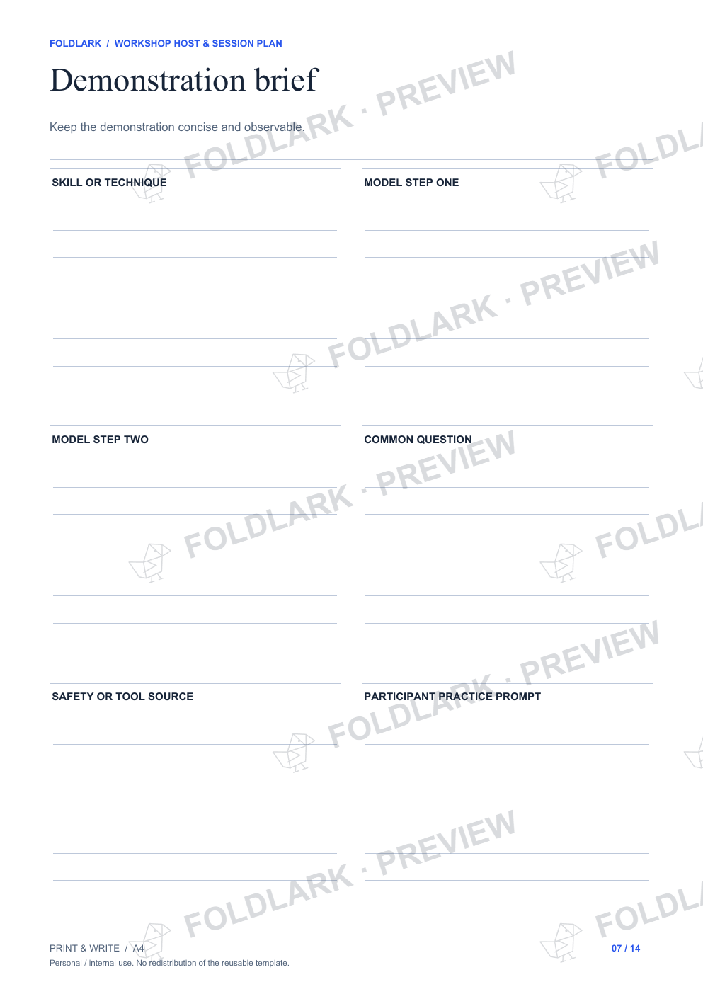 Demonstration brief: actual marked preview