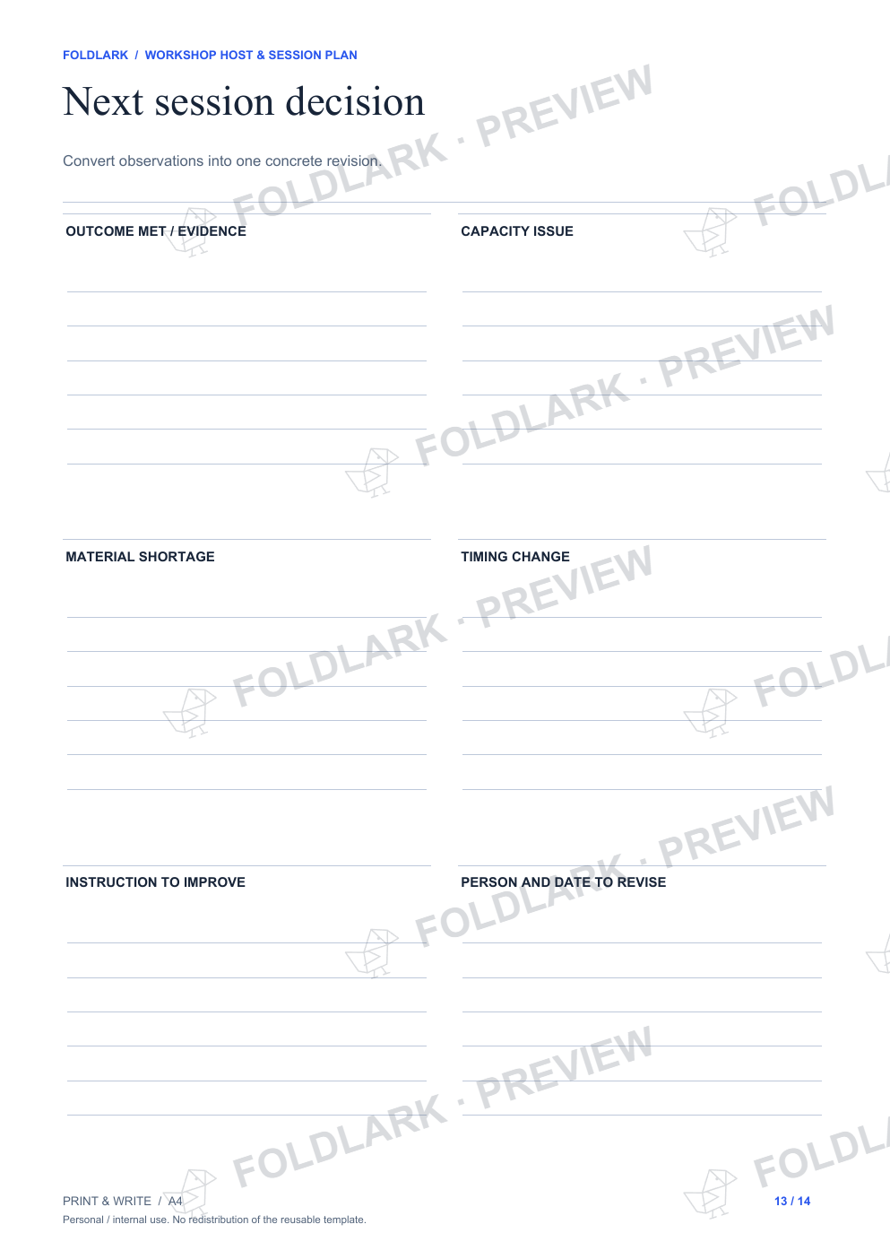 Next session decision: actual marked preview