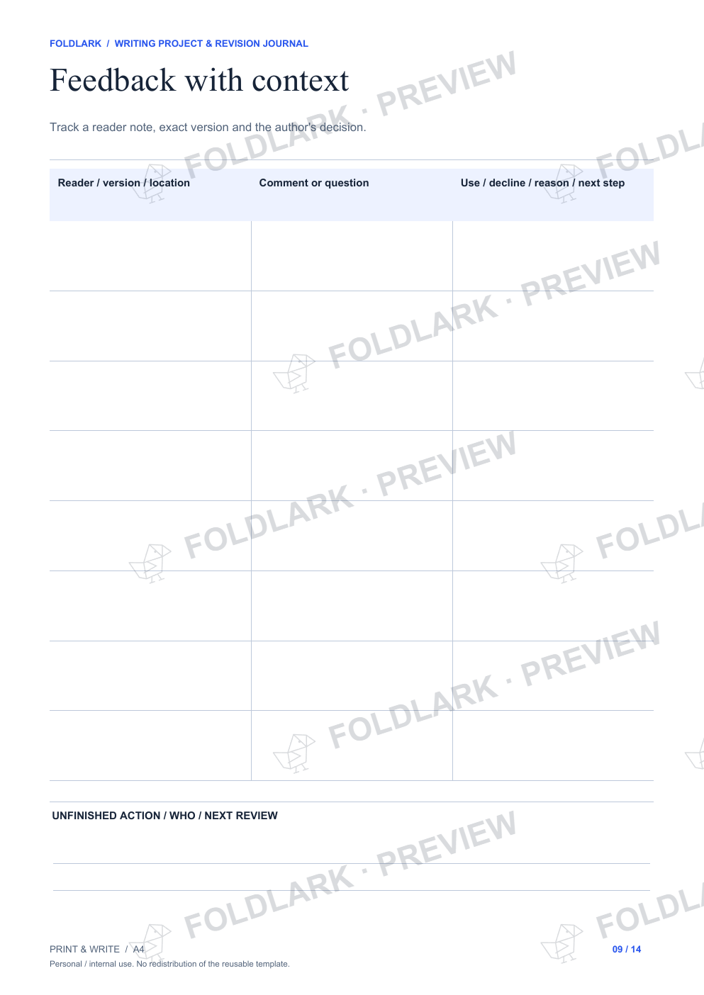 Feedback with context: actual marked preview