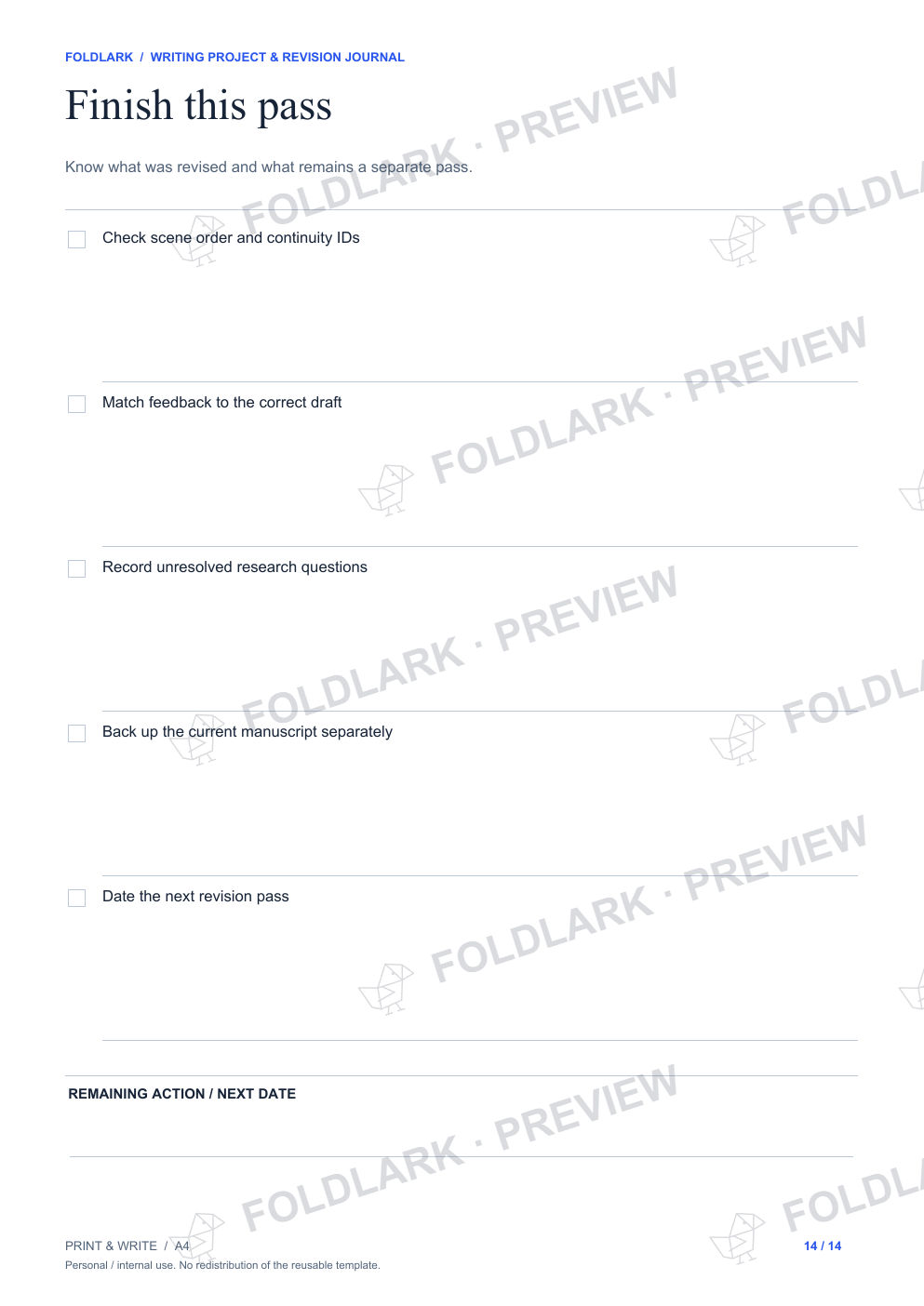 Finish this pass: actual marked preview